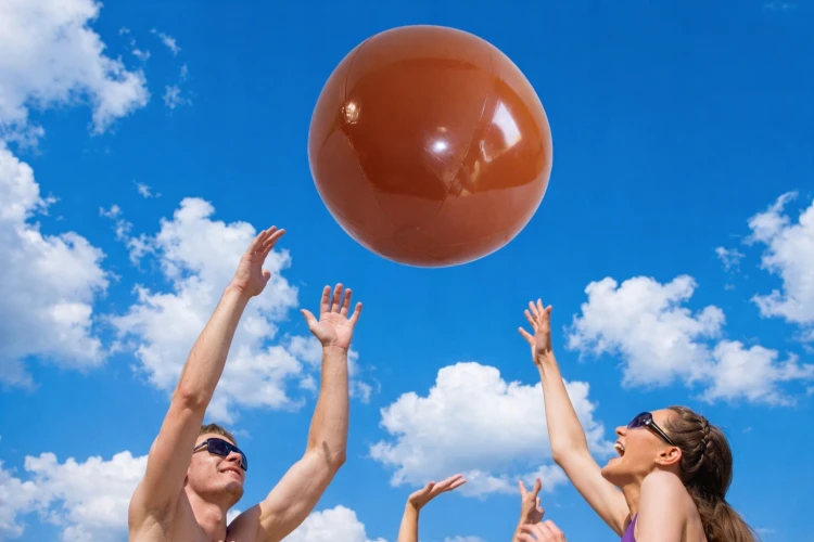 PIŁKA PLAŻOWA 50 cm dmuchana Brązowa Koszykówka na basen i na plażę.jpg