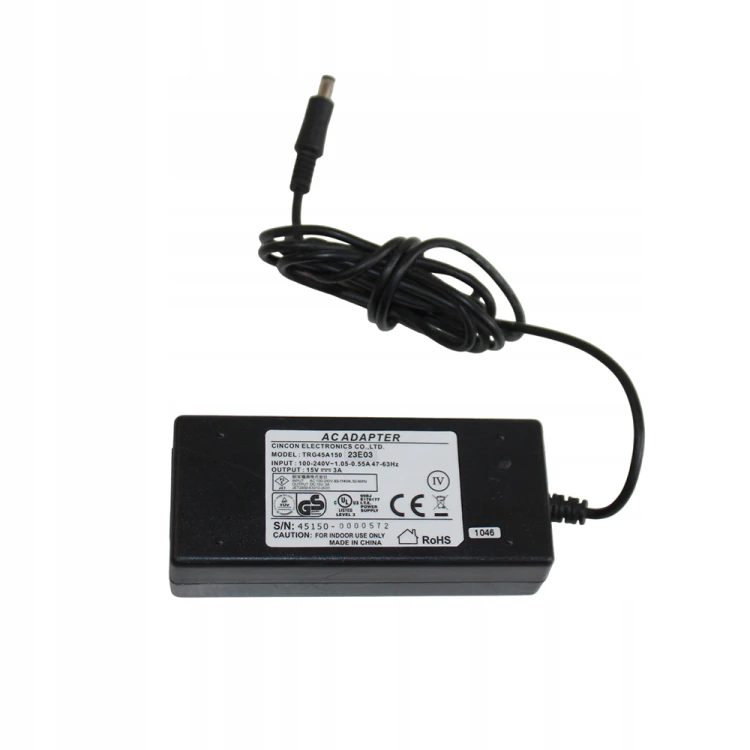 Zasilacz Ładowarka 15V 3A 45W 5.5/2.1 desktop TRG45A150.jpg