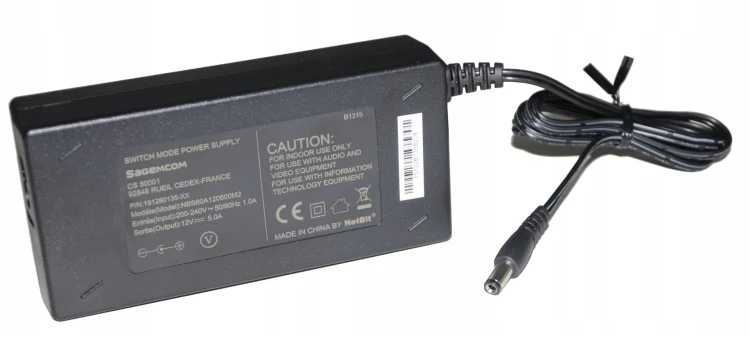 Zasilacz DC 12V 5A 60W 5.5/2.5 Sagemcom do monitora LCD LED.jpg