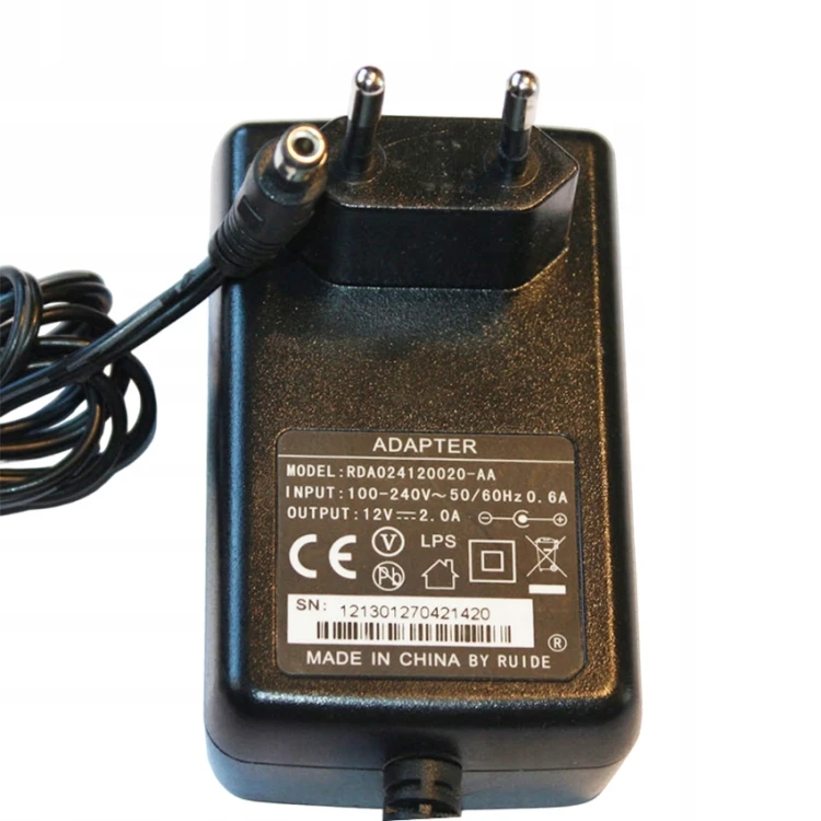 Mocny Zasilacz 12V 2A 24W DC 5.5/2.1mm do LED Kamer Routerów RDA024120020.jpg