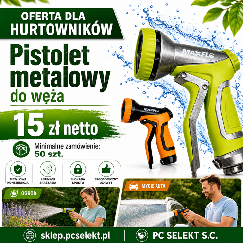 50 sztuk - Metalowy Pistolet do węża ogrodowego 9 funkcji MAXFLO - OFERTA HURTOWA.png