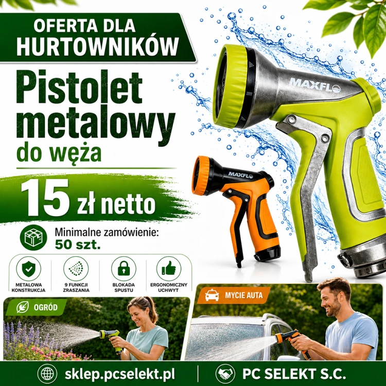 50 sztuk - Metalowy Pistolet do węża ogrodowego 9 funkcji MAXFLO - OFERTA HURTOWA.png
