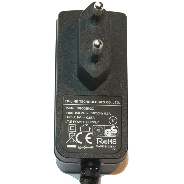 Zasilacz Tp-Link 9V 0.85A 5.5/2.1 DC 7.65W router modem T090085-2C1.jpg