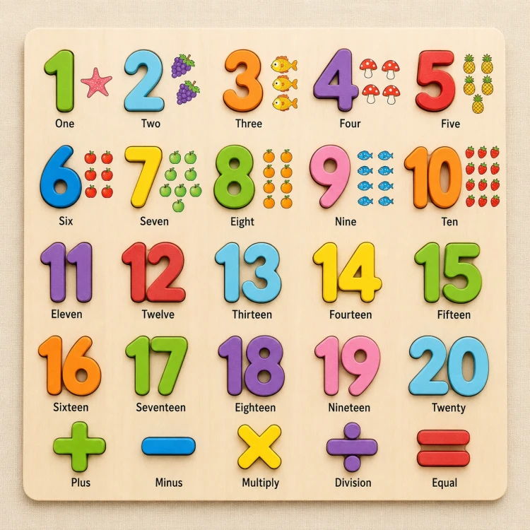 Układanka Edukacyjna Cyfry Liczby Nauka Liczenia do 20 po Angielsku Puzzle.jpg