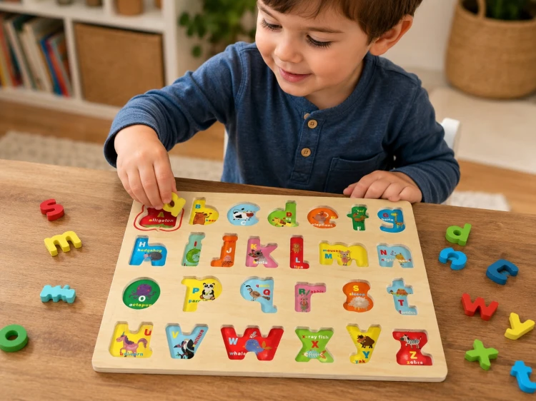 Układanka Edukacyjna ALFABET LITERKI ZWIERZĄTKA J. ANGIELSKI Puzzle.jpg