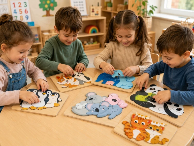 Puzzle Drewniana Układanka Edukacyjna dla Najmłodszych PIESKI.jpg