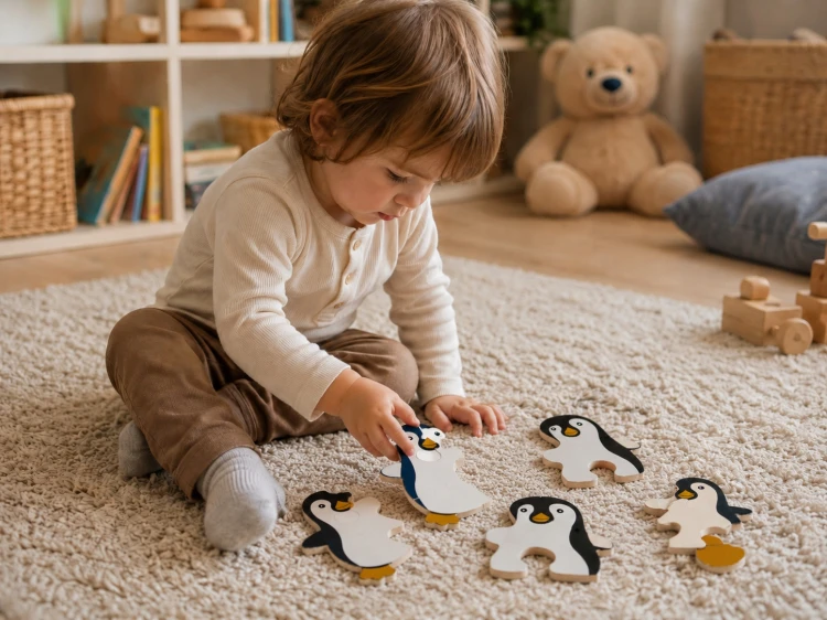 Puzzle Drewniana Układanka Edukacyjna dla Najmłodszych PINGWINY.jpg