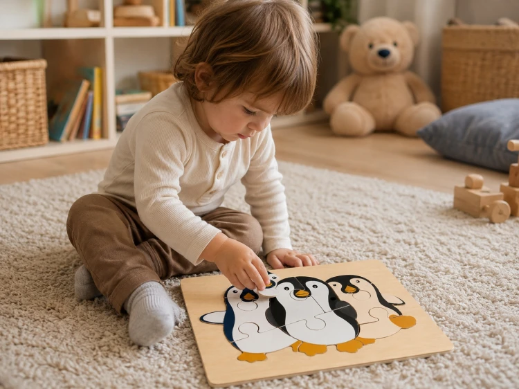 Puzzle Drewniana Układanka Edukacyjna dla Najmłodszych PINGWINY.jpg