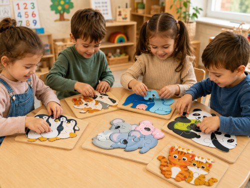 Puzzle Drewniana Układanka Edukacyjna dla Najmłodszych KOTKI.jpg
