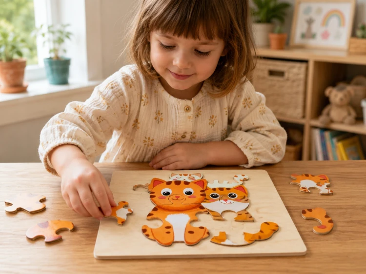 Puzzle Drewniana Układanka Edukacyjna dla Najmłodszych KOTKI.jpg
