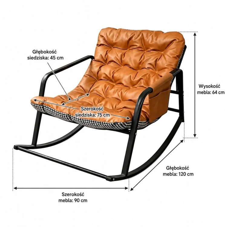 Fotel Bujany Leżak do Salonu Ogrodu na Taras XXL Dwustronny Orange.jpg