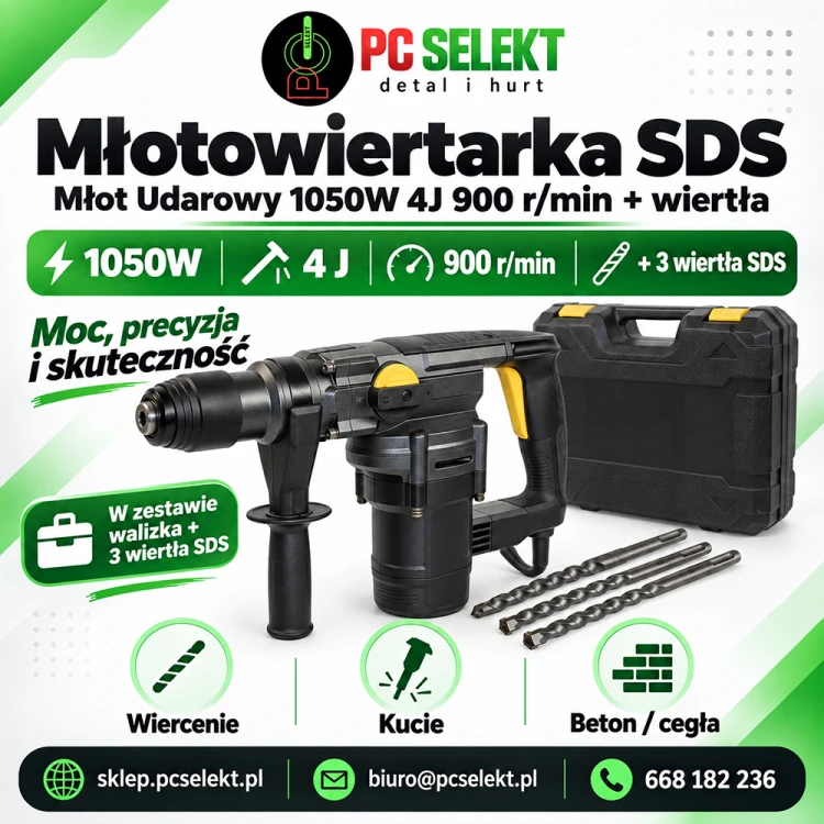 Młotowiertarka SDS Młot Udarowy 1050W 4J 900r/min + wiertła.png