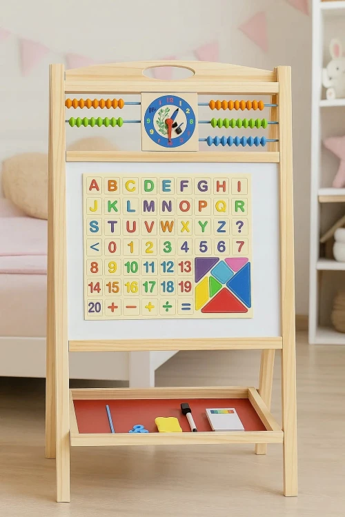 Tablica Magnetyczna Kredowa Dwustronna Liczydło Edukacyjna Stojąca 3w1.jpg