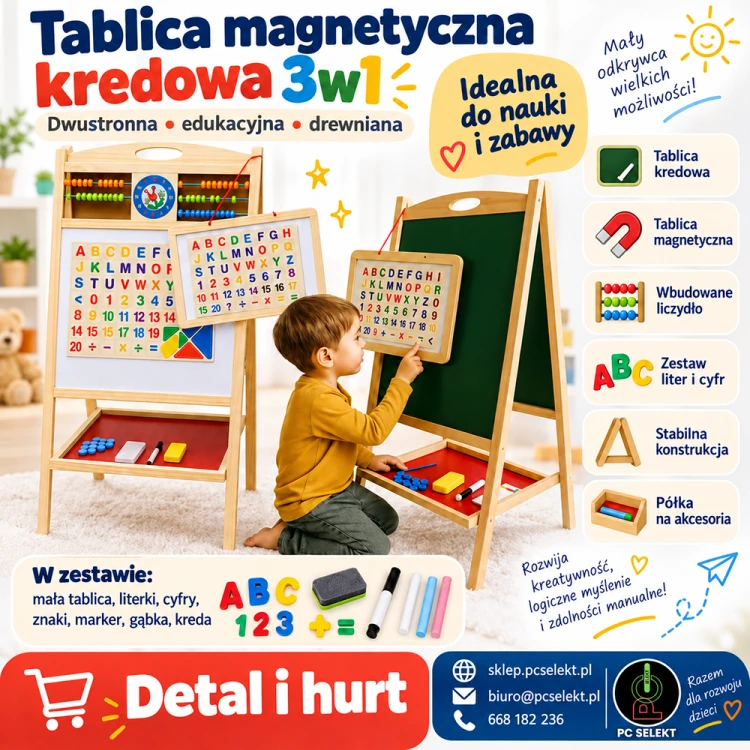 Tablica Magnetyczna Kredowa Dwustronna Liczydło Edukacyjna Stojąca 3w1.png
