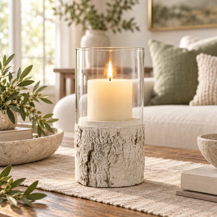 Świecznik Lampion Cementowy Brzoza ze Szkłem H34.png