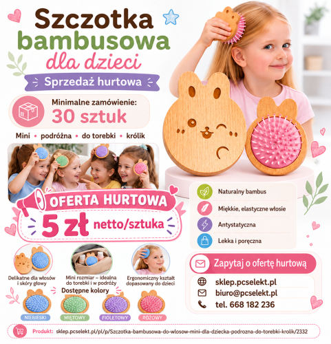 Szczotka BAMBUSOWA RÓŻOWA do Włosów Mini dla Dziecka Podróżna.png