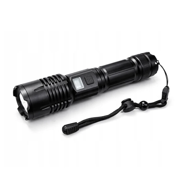 LATARKA Taktyczna LED AKUMULATOROWA Z WSKAŹNIKIEM Baterii 1500mAh CZARNA.jpg