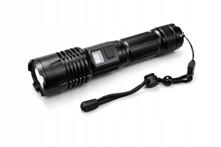 LATARKA Taktyczna LED AKUMULATOROWA Z WSKAŹNIKIEM Baterii 1500mAh CZARNA.jpg