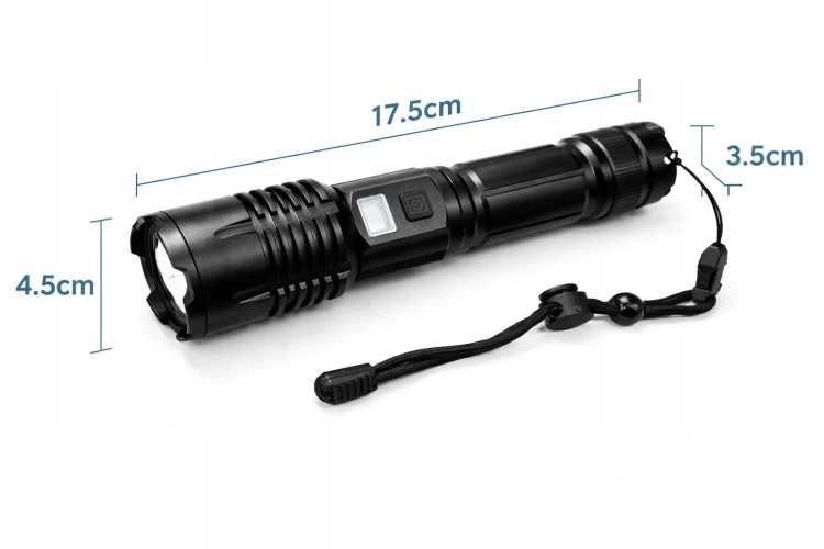 LATARKA Taktyczna LED AKUMULATOROWA Z WSKAŹNIKIEM Baterii 1500mAh CZARNA.jpg