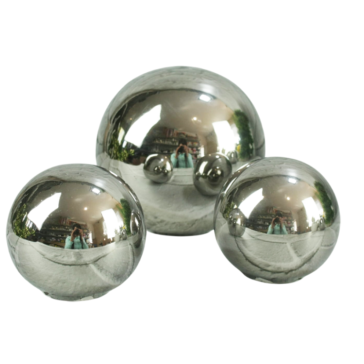 Kula dekoracyjna silver srebrna 35 cm ogród-Photoroom.png