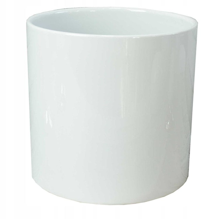 Doniczka ceramiczna osłonka biała walec H15 Piano.jpg