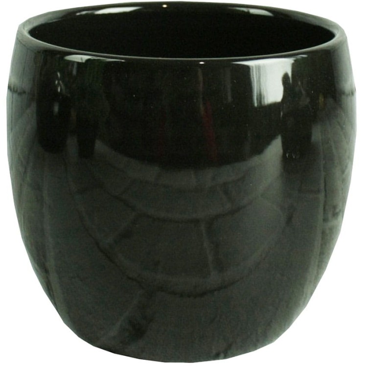 Doniczka ceramiczna osłonka czarna kula H12.jpg