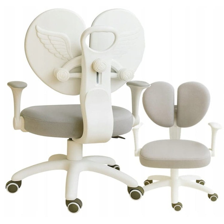 KRZESŁO BIURKOWE FOTEL OBROTOWY DO BIURKA DLA DZIECKA SKRZYDŁA SZARY HX26.jpg