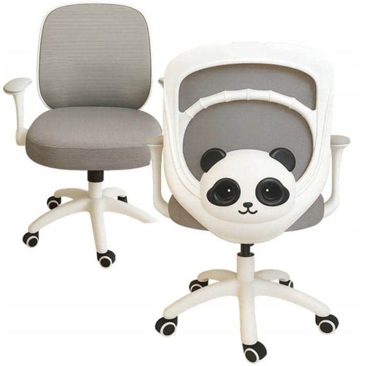 KRZESŁO BIURKOWE FOTEL OBROTOWY DO BIURKA DLA DZIECKA PANDA SZARA HX201.jpg