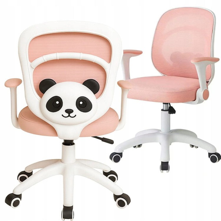 KRZESŁO BIURKOWE FOTEL OBROTOWY DO BIURKA DLA DZIECKA PANDA RÓŻOWA HX201.jpg